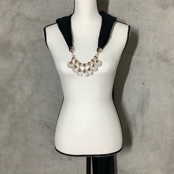 🌸 SCARF WRAP SHELL BEAD PEARL HEAD BOHO SHAWL MULTIPURPOSE BLACK BEADS INDIA - Picture 4 of 10